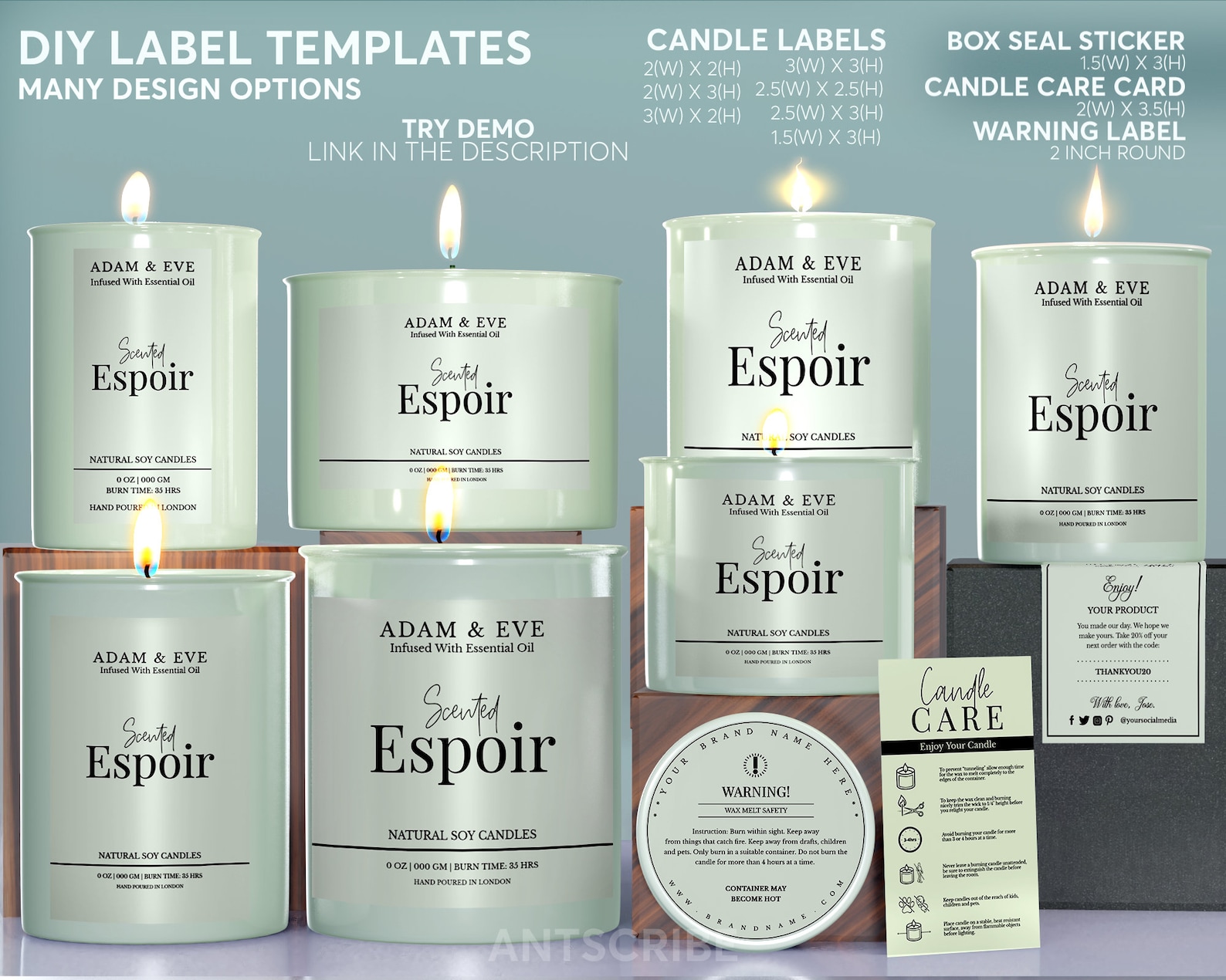 Premium Printable Homemade Soy Candle Label Design Template Etsy