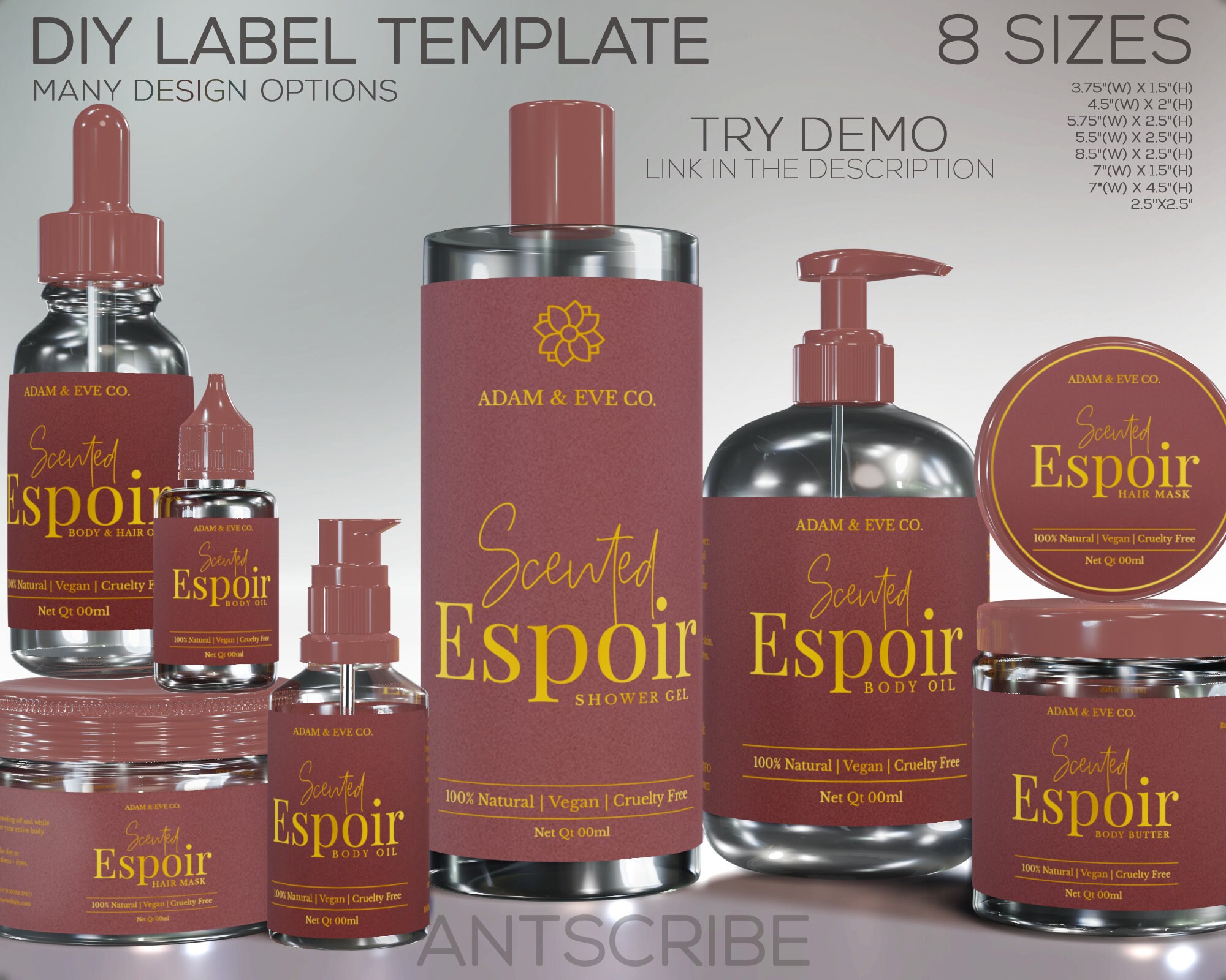 Printable Hair Growth Oil Label Designs Set Personalizable Etsy