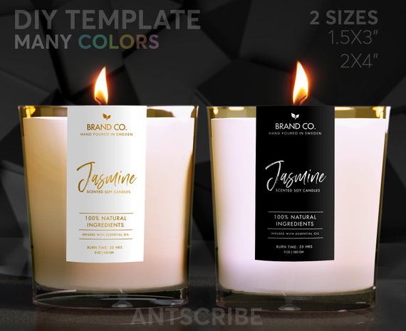 Vertical Candle Label Rectangle Soy Candle Editable Template Vertical Candle Label Rectangle Soy Candle Editable Template