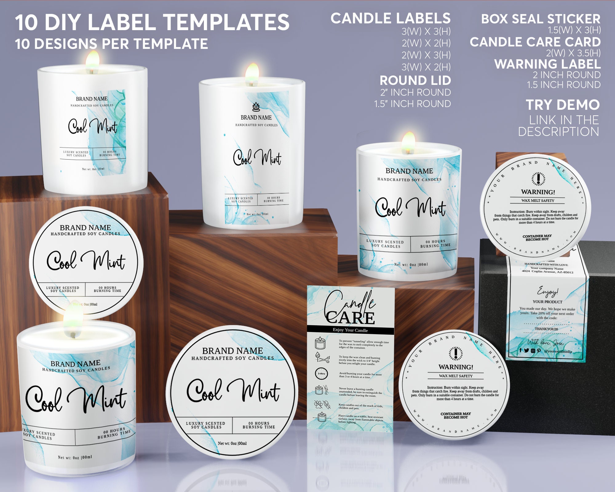 DIY Candle Label Template SET Printable Product Labels Etsy Hong Kong