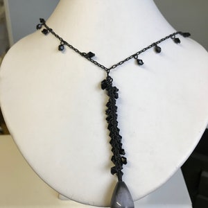 jet black swinging crystal necklace costume jewellery