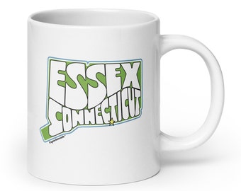 Essex Connecticut Coffee Mug, Large 20 Ounce Capacity, White Ceramic