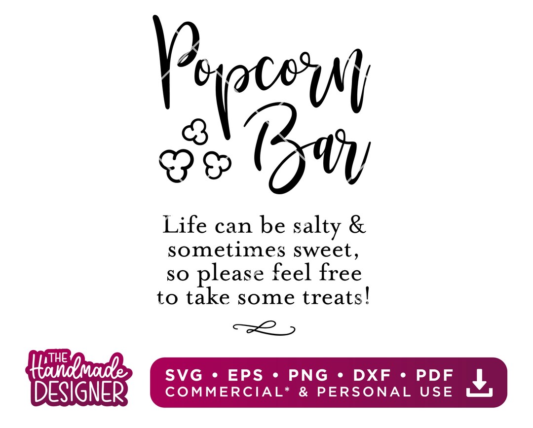 Popcorn Bar SVG Cut File Wedding Sign SVG Snack Bar Sign Etsy