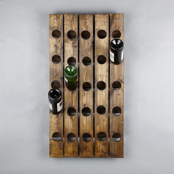 Wood Wine Rack | Wood Wine Rack RUSH ORDER Large Pine Finish 15 20 25 or 30 Bottle Storage