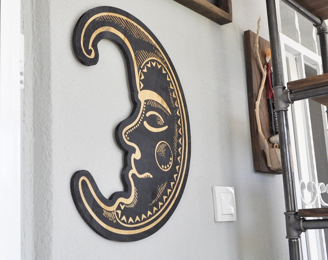 Sun and Moon Face Wall Decor Porch Wall Hanging Fence Wall - Etsy