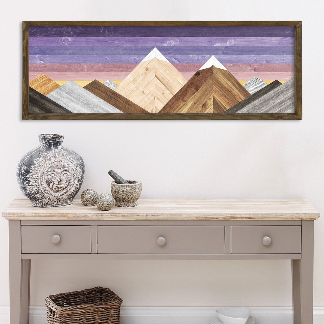Rustic Geometric Wood Wall Art Wood Wall Art UV Painting Etsy