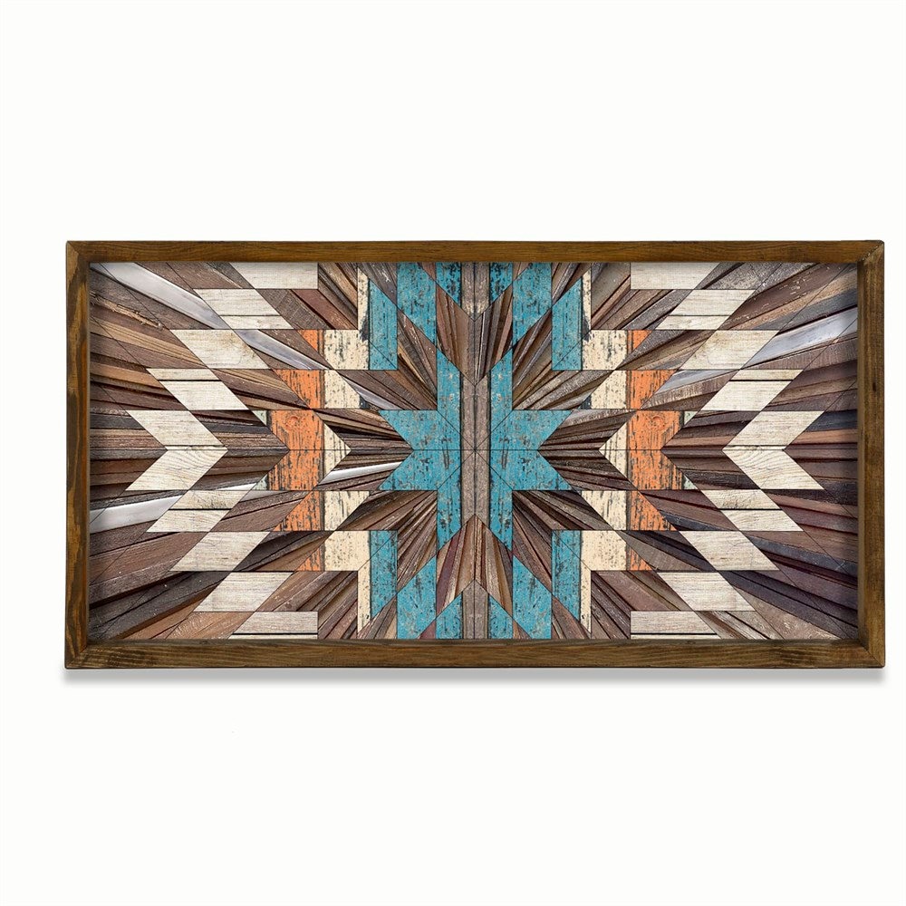 Rustic Geometric Wood Wall Art Wood Wall Art UV Paintingwood Etsy