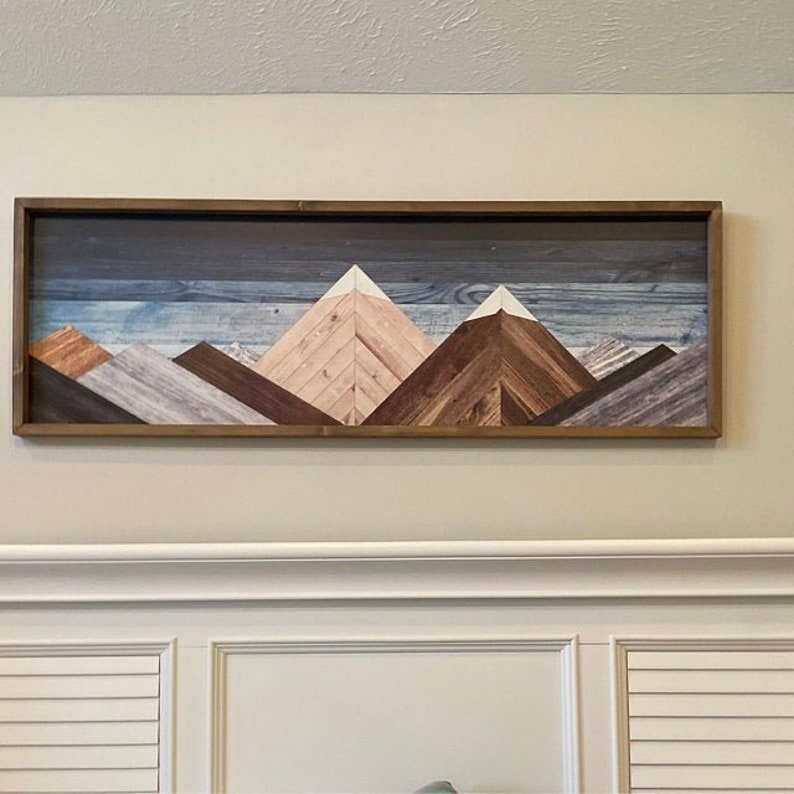 Rustic Geometric Wood Wall Art Wood Wall Art UV Painting Etsy