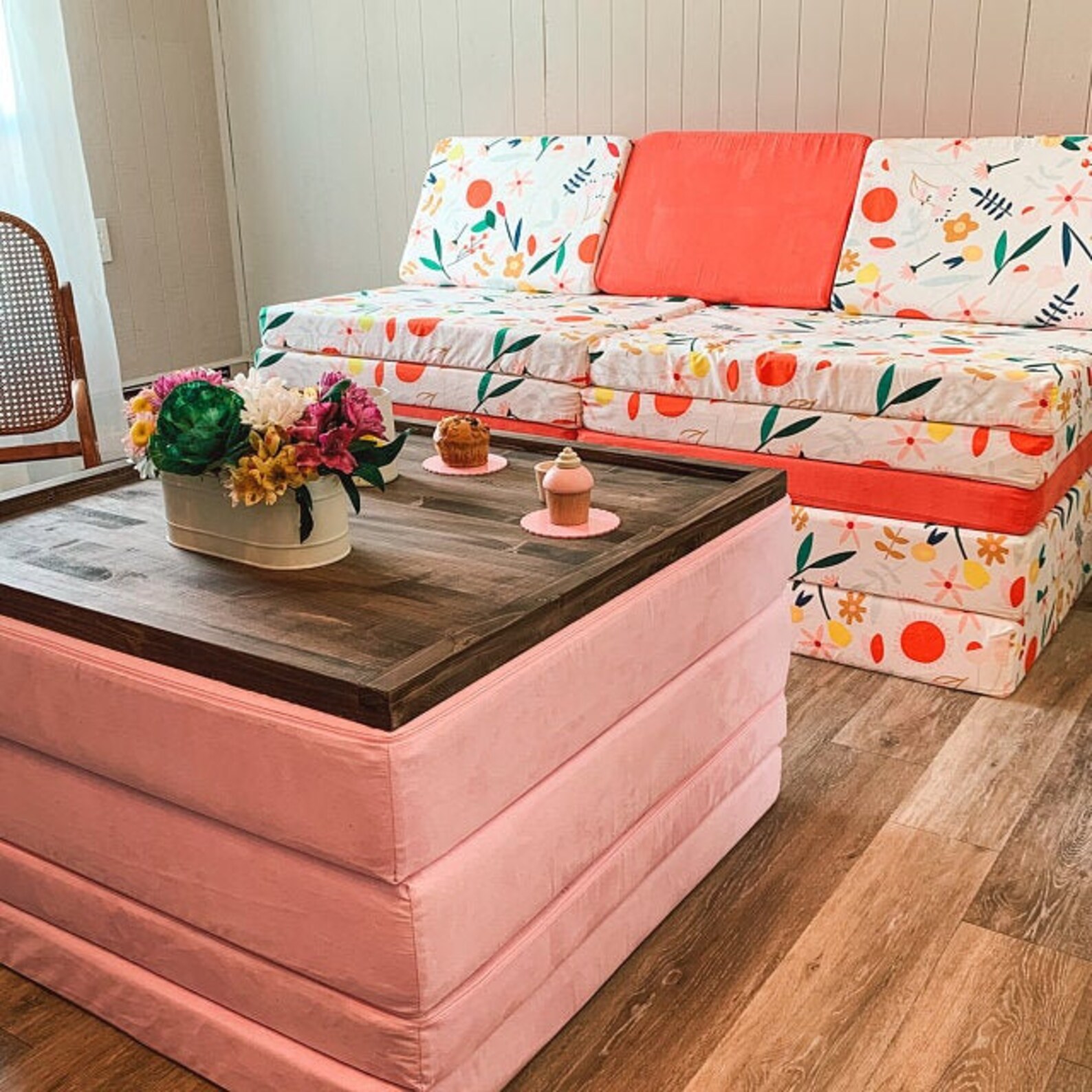 Square Ottoman Tray / Table Top Large Farmhouse Tray Wooden Etsy