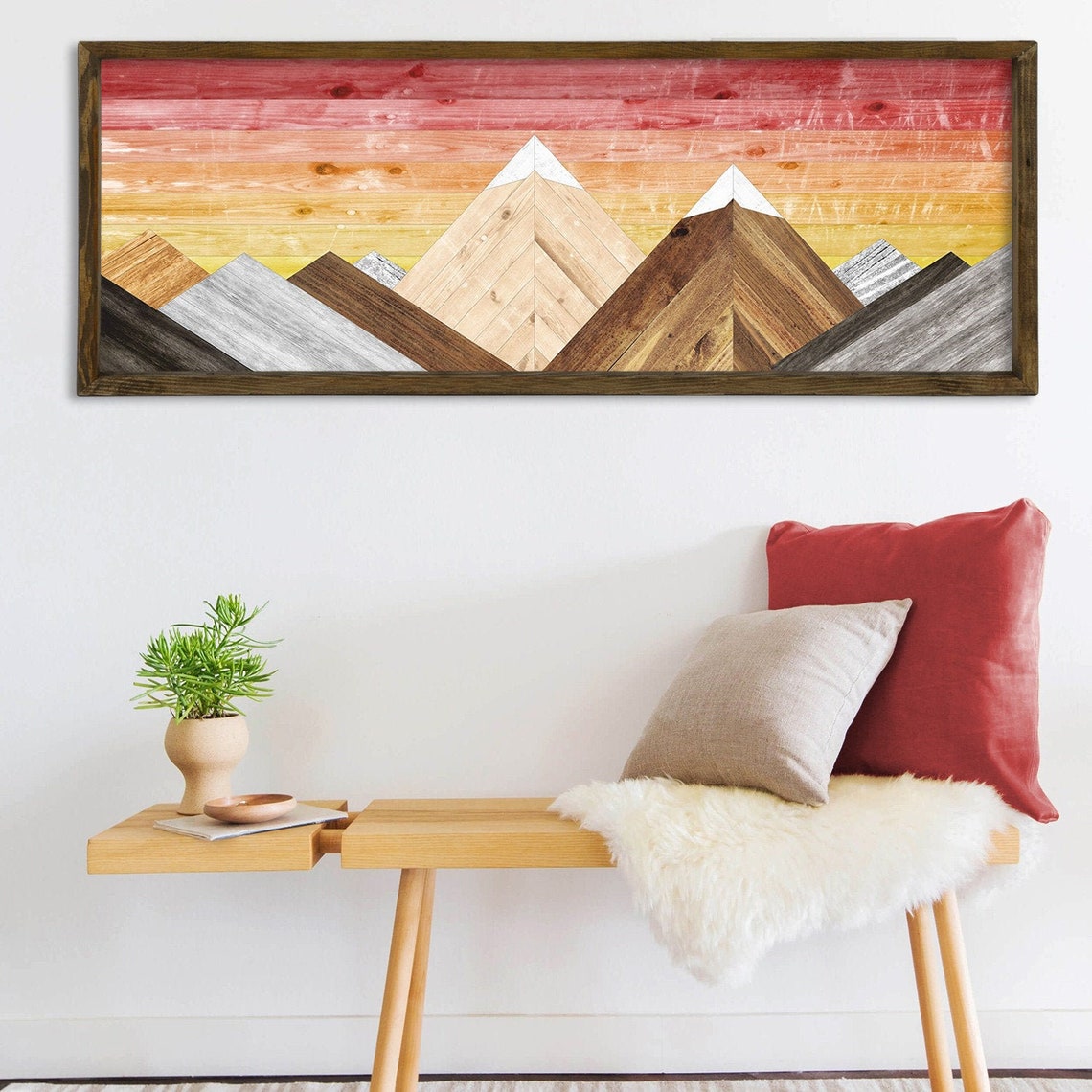 Rustic Geometric Wood Wall Art Wood Wall Art UV Painting Etsy