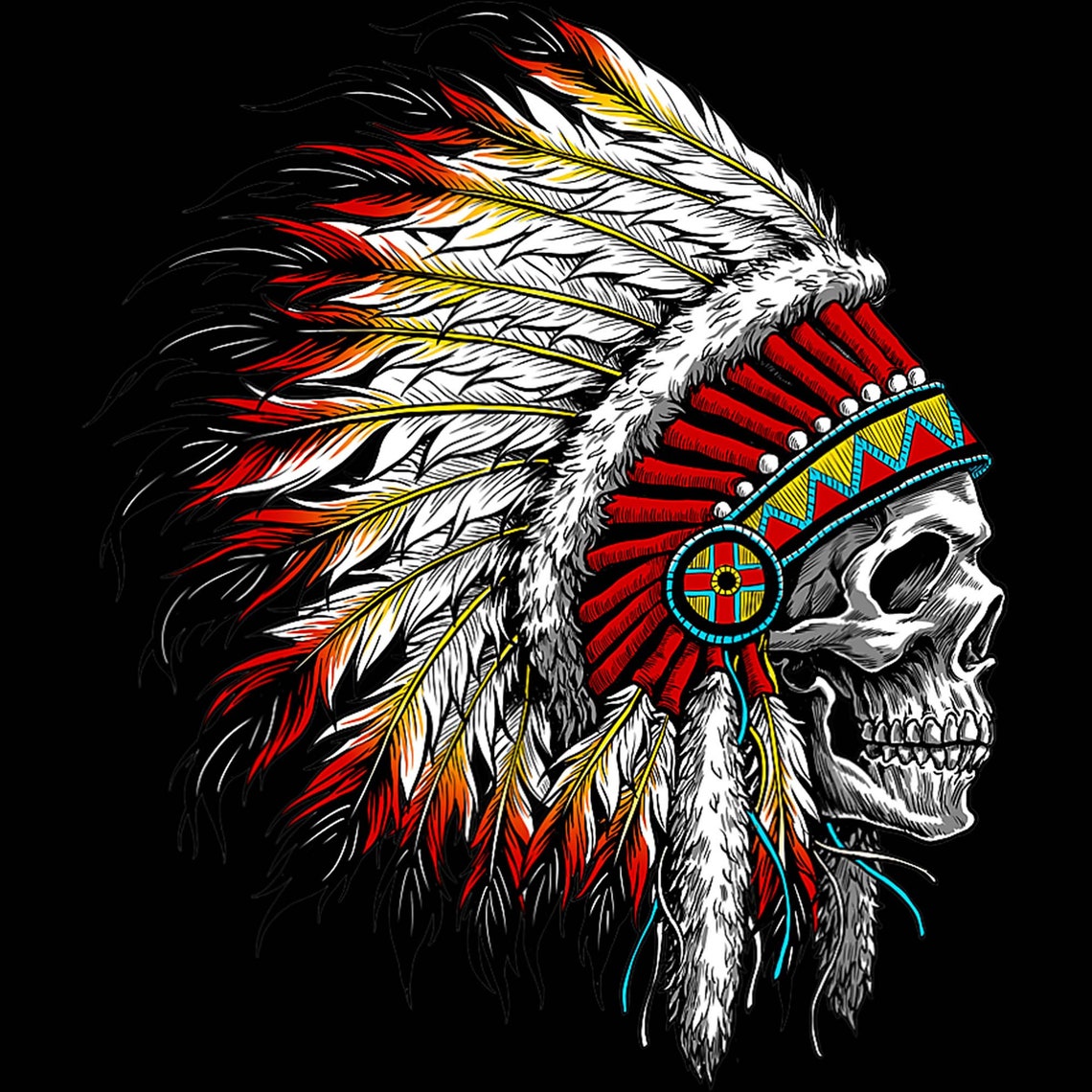 Native American Indian Chief Skull Motorcycle Headdress | Etsy