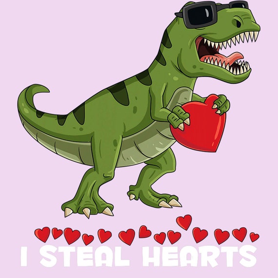 I Steal Hearts TRex Valentines Day Design Valentine'S Etsy