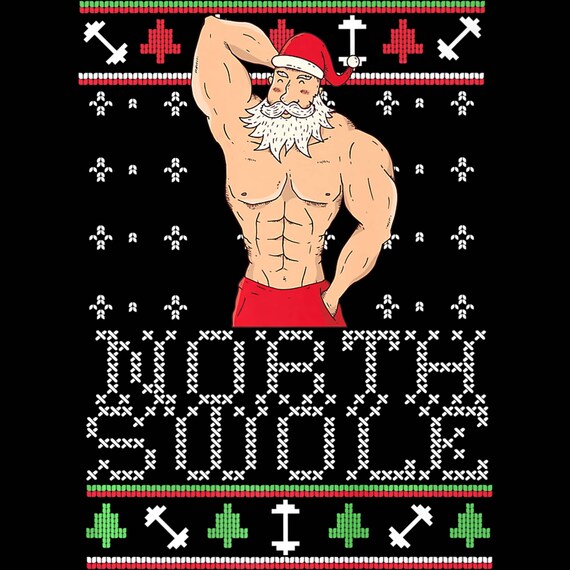 muscle santa sweater