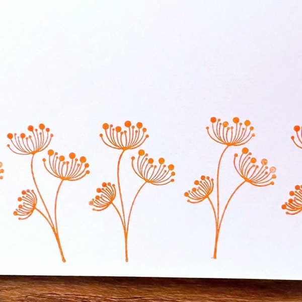 Simple blank note card/blank greeting card - flowers (dill)