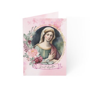 Sint Agatha katholieke wenskaarten voor kankerpatiënten, overlevenden en verpleegkundigen, aanmoedigingskaart, gebedskaart, kankerpatiëntenkaarten