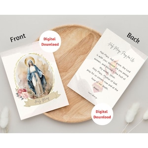 Biglietto d'auguri di preghiera cattolica di Santa Maria, Biglietto d'auguri di Maria Miracolosa, Biglietti di cresima, Battesimo, Grazie, Biglietti per appunti, Download digitale