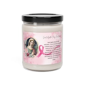 Custom Saint Agatha Scented Soy Candle, 9oz, Gift for Nurses, Mom, Breast Cancer Patients & Survivors, Different Scents, Catholic Gift