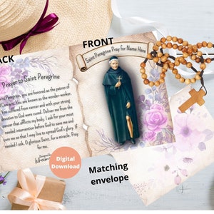Gepersonaliseerde Sint-Peregrine gebed heilige kaart voor kankerpatiënten, geweldig cadeau voor verjaardag, aanmoediging, bevestiging, Kerstmis