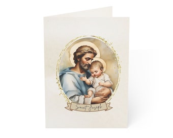 Saint Joseph Prayer Greeting Cards, Patron Saint of Fathers, Workers, Dad's Gift, Birthday, Father's Day, Confirmation