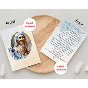 Aangepaste digitale wenskaart heilige Teresa van Calcutta | Katholieke gebedskaart | Religieuze notitiekaart | Inspirerende kaart | Sint Teresa-cadeau