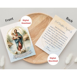 St. Christopher druckbare Karte, katholische Grußkarte, denken an Sie Karte, Notizkarte, Geburtstagskarte, katholisch druckbare, digitaler Download