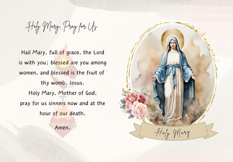 Holy Mary Catholic Prayer Greeting Card, Miraculous Mary Greeting Card ...