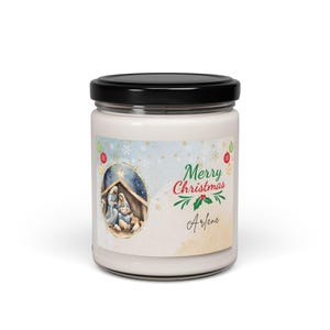Custom Holy Family Christmas, Nativity Soy Scented Candle  Holiday Candle for Christmas Gifts, Religious Decor, and Festive Home Ambiance,