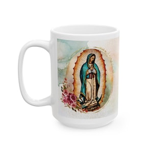 Custom Our Lady of Guadalupe Prayer Coffee Mug, Catholic Gift for Mom, Confirmation, Mother&#39;s Day Gift, RCIA, Christmas Gift, 11 oz. 15 oz.