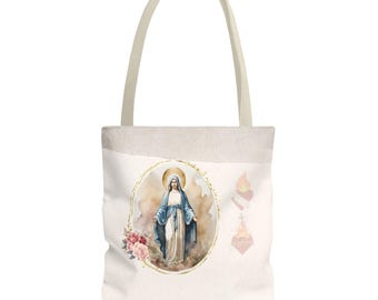 Catholic Holy Mary Prayer Tote Bag, Miraculous Mary, Catholic Gift, Confirmation, Catholic Mom Gifts, Mothers, Catholic Teacher Gift