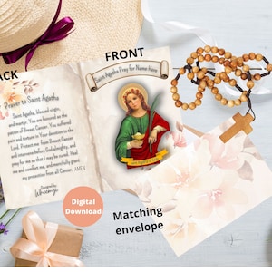 Personalisierte Heilige Agatha-Gebetskarte für Brustkrebs, Krankenschwestern, tolles Geschenk zum Geburtstag, Ermutigung, Konfirmation, Muttertag