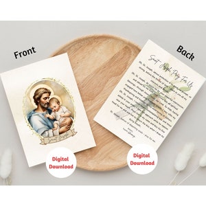 St. Joseph afdrukbare kaart, katholieke wenskaart, denken aan je kaart, notitiekaart, Vaderdagkaart, katholieke afdrukbare, digitale download