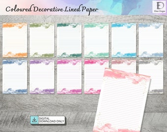 Watercolor Lined Writing Paper: A4 Printable Stationery (PDF)