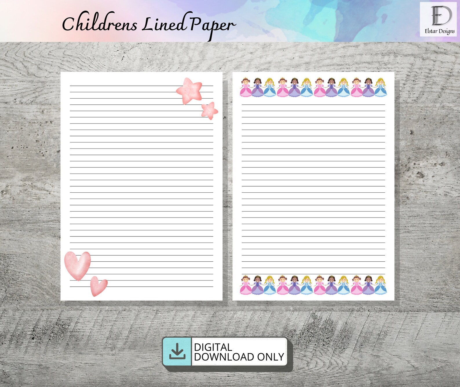 Childrens Lined Paper, Printable Lined Paper, Letter Writing Paper ...