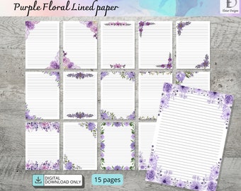 Floral Lined Paper A4 and US letter Printable PDF – Writing Paper for Letters, Journaling & Digital Stationery