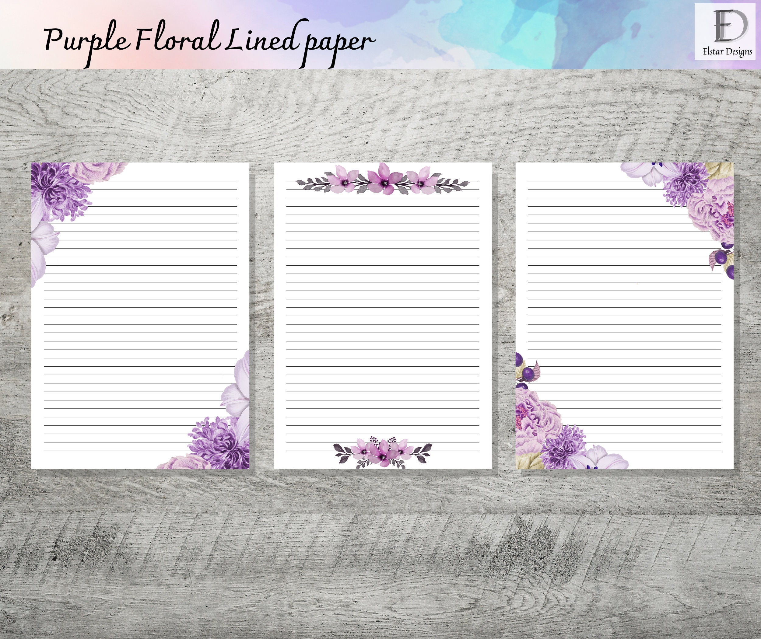 Floral Lined Paper Printable Lined Paper Letter Writing - Etsy
