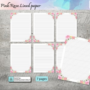 Printable Stationery, Floral Printable Letter Paper, Printable Lined Paper, Letter Writing Set, Instant Download