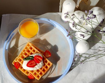 Tray/ Resin Art tray/ abstraction tray/ Tray for breakfast/ Serving tray sky colour /Wooden tray