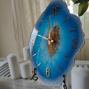 Orologio da parete, orologio in resina epossidica blu/ splendido orologio blu per soggiorno o camera da letto/ rendi la tua stanza unica e bella