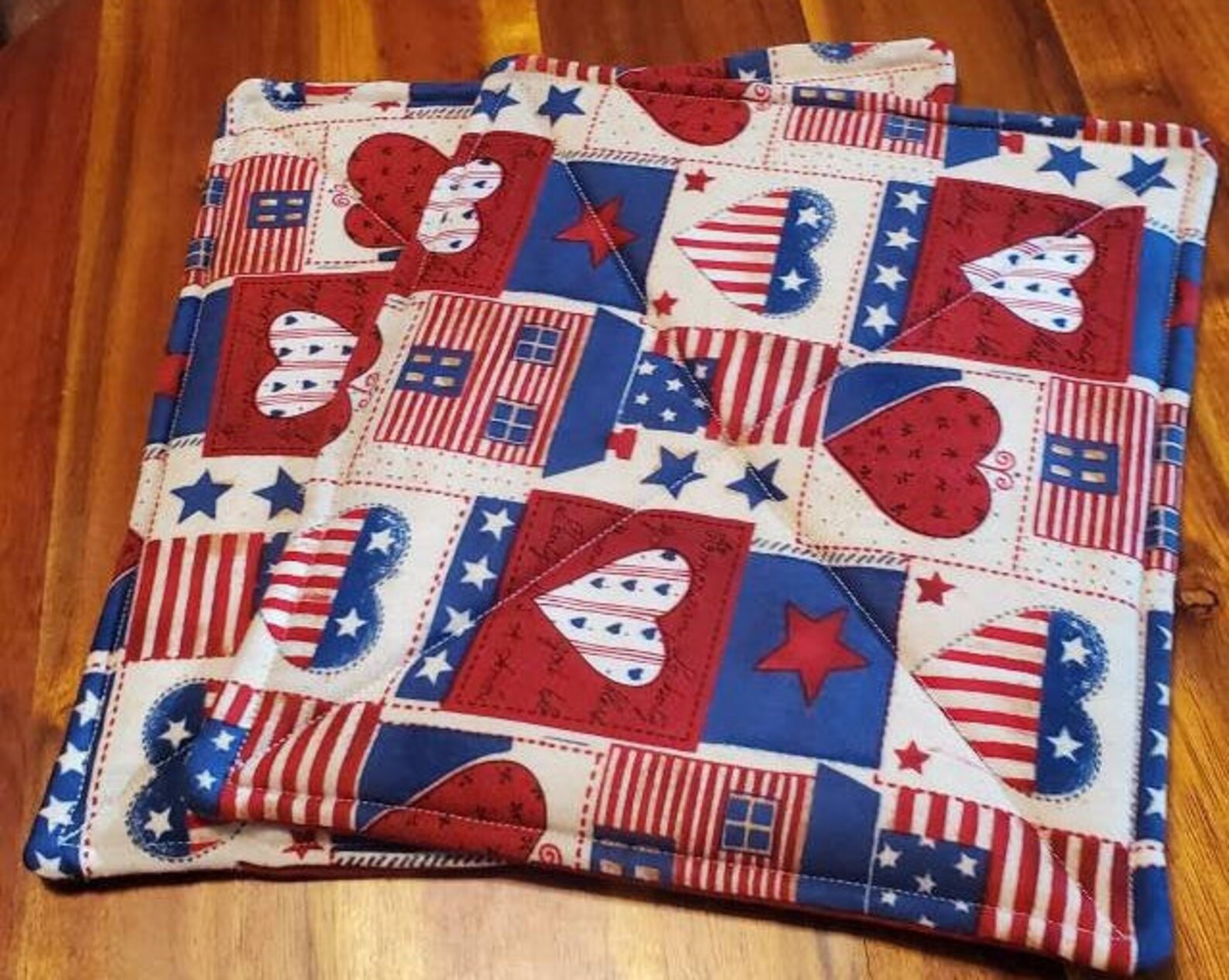 Patriotic Potholder cotton potholders red quilted potholders Etsy