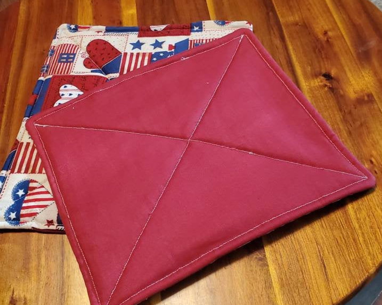 Patriotic Potholder cotton potholders red quilted potholders Etsy