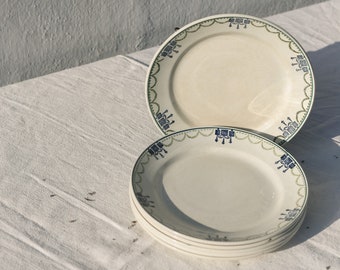 Six French Ironstone dinner plates St Amand