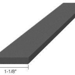 May include: A rectangular, dark gray foam strip. The dimensions are 1-1/8 inches long and 1/4 inch thick. The foam appears to be a solid, uniform color and texture.