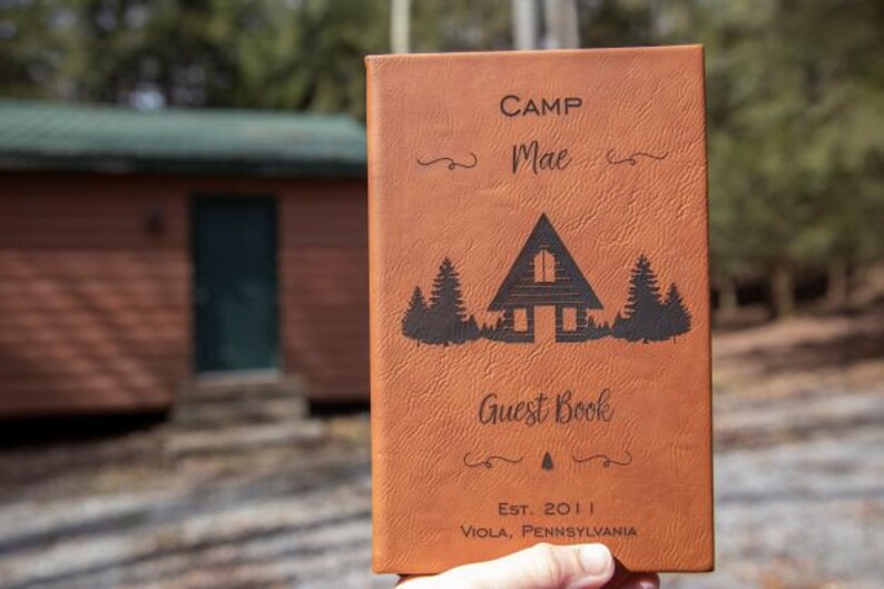 Personalized Cabin Guest Book trees Cottage Guest Book Etsy