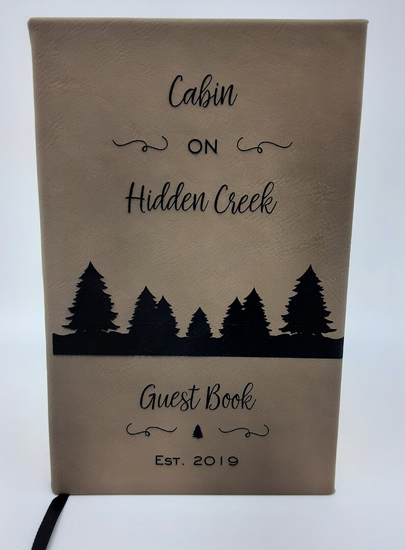 Personalized Cabin Guest Book trees Cottage Guest Book Etsy