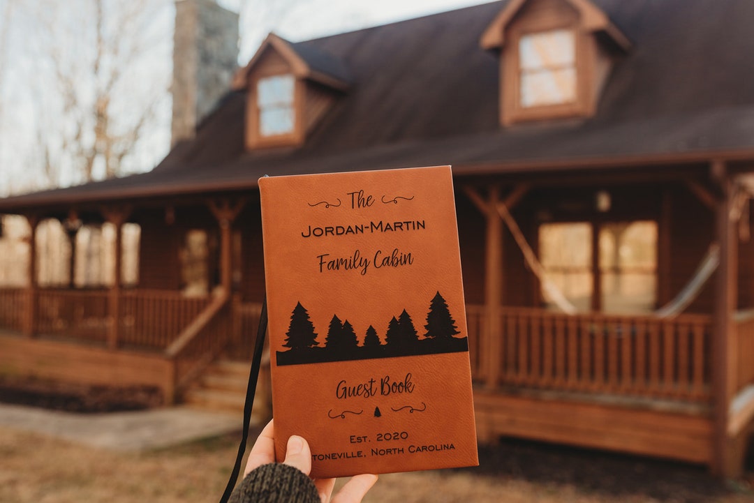 Personalized Cabin Guest Book trees Cottage Guest Book Etsy