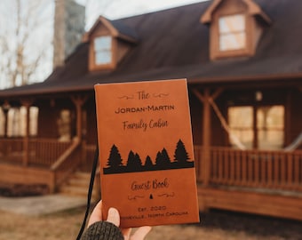 Personalized Cabin Guest Book (Trees), Cottage Guest Book, AirBnb Guest Book, Cabin Journal, Rental Cabin, Campground Cabin, Lake House