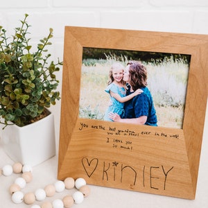 Custom handwriting picture frame, engraved handwriting, wooden frame, Mother's Day, Father's Day, gift for mom, gift for grandma