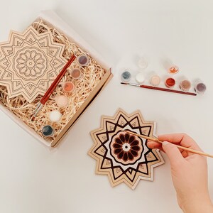 DIY painting kit for adults, DIY craft kit, mandala canvas, Wooden mandala art, arts and crafts for adults,