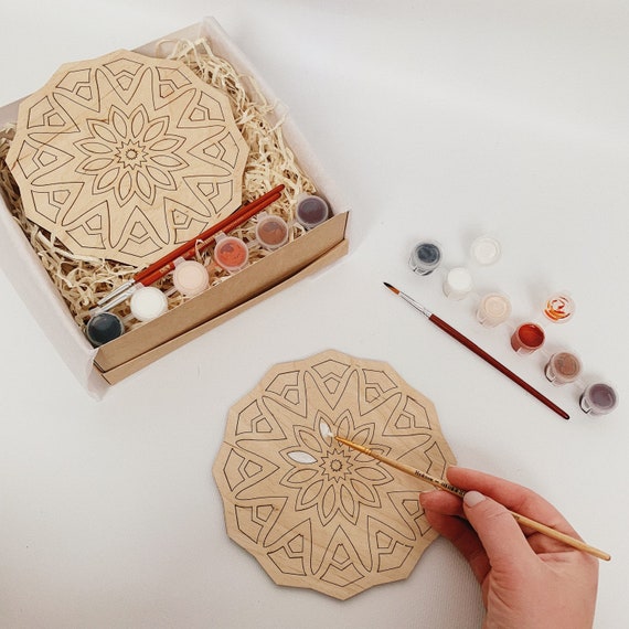 DIY Painting Kit for Adults, DIY Craft Kit, Mandala Canvas, Wooden Mandala  Art, Arts and Crafts for Adults, 