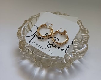 DANAE | 14K Twisted Braided Gold Hoop Earrings | Hypoallergenic Gold Filled Hoops | Minimalist Vintage Gold Earrings